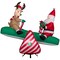5.5' Gemmy Airblown Inflatable Animated Christmas Santa and Reindeer Teeter Totter Yard Decoration 885219